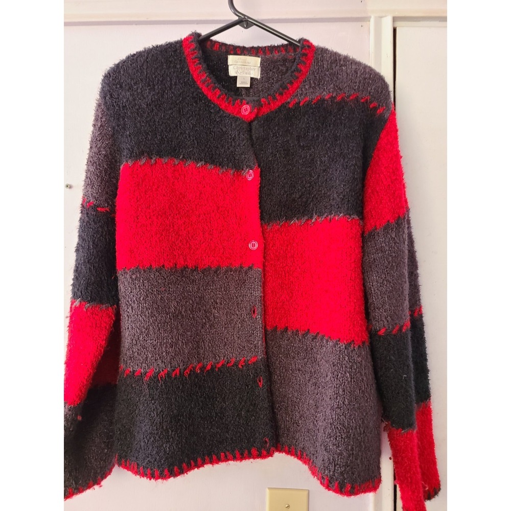 Vintage Christopher & Banks Hand Embroidered Patchwork Cardigan. Size L.